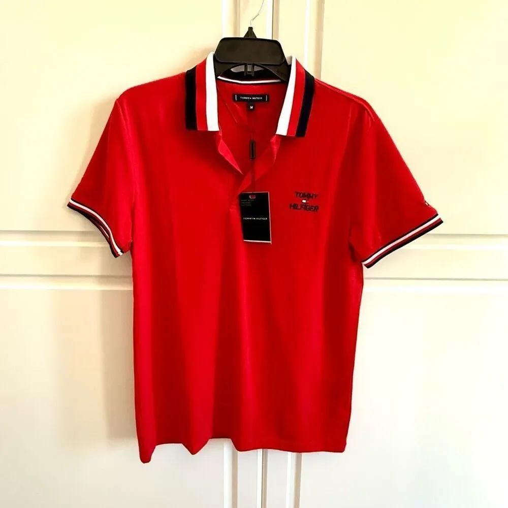 NWT Tommy Hilfiger men polo shirt, regular fit, red.  Size M - Picture 2 of 9